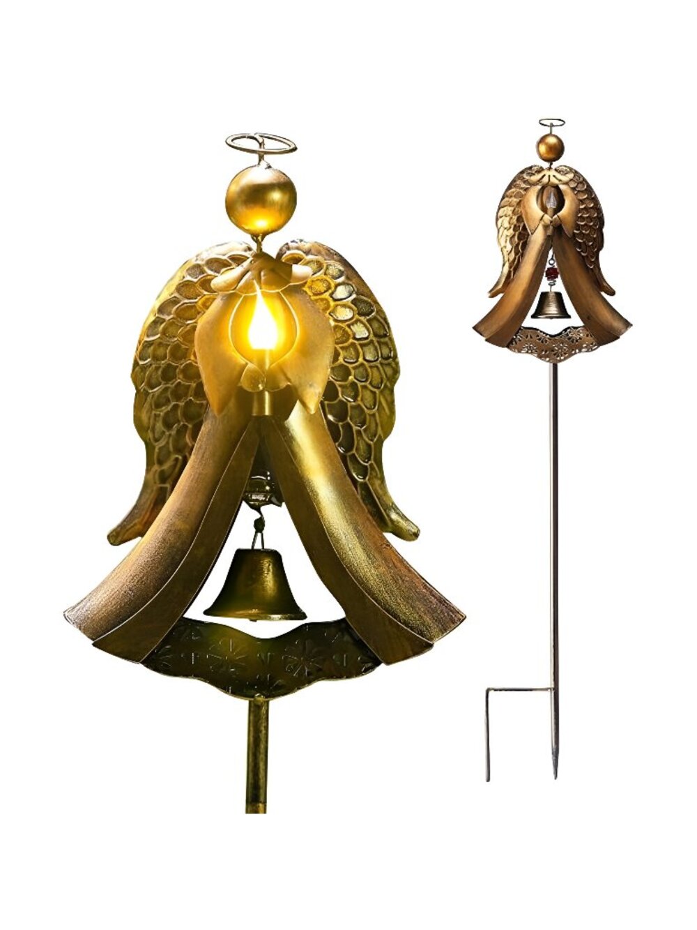 Solar Metal Angel Stake Grave Decorations for Cemetery